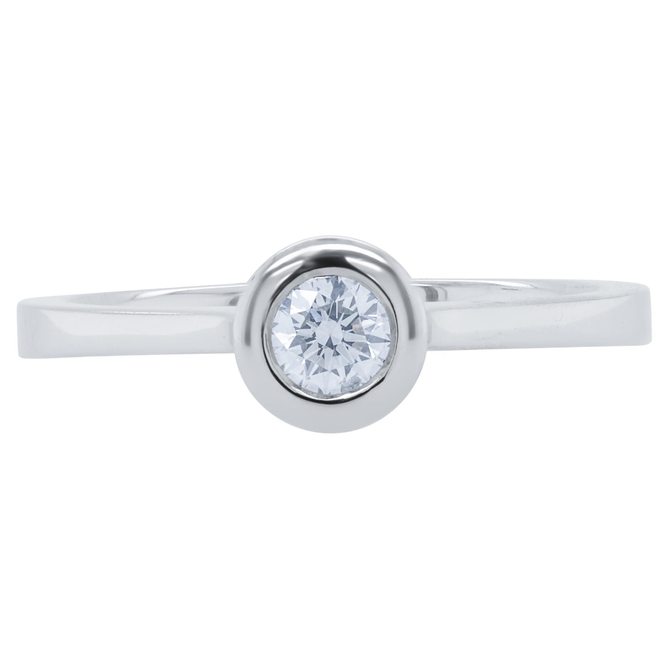 Diana M. Custom Round Cut Diamond Ring 18K White Gold