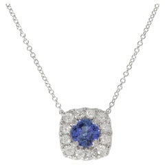 Diana M. Custom Sapphire 0.85 Cts. Diamond 0.50 Cts. 14K White Gold Pendant