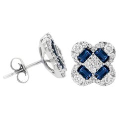 Diana M. Custom Sapphire Diamond Stud Earrings 14K White Gold