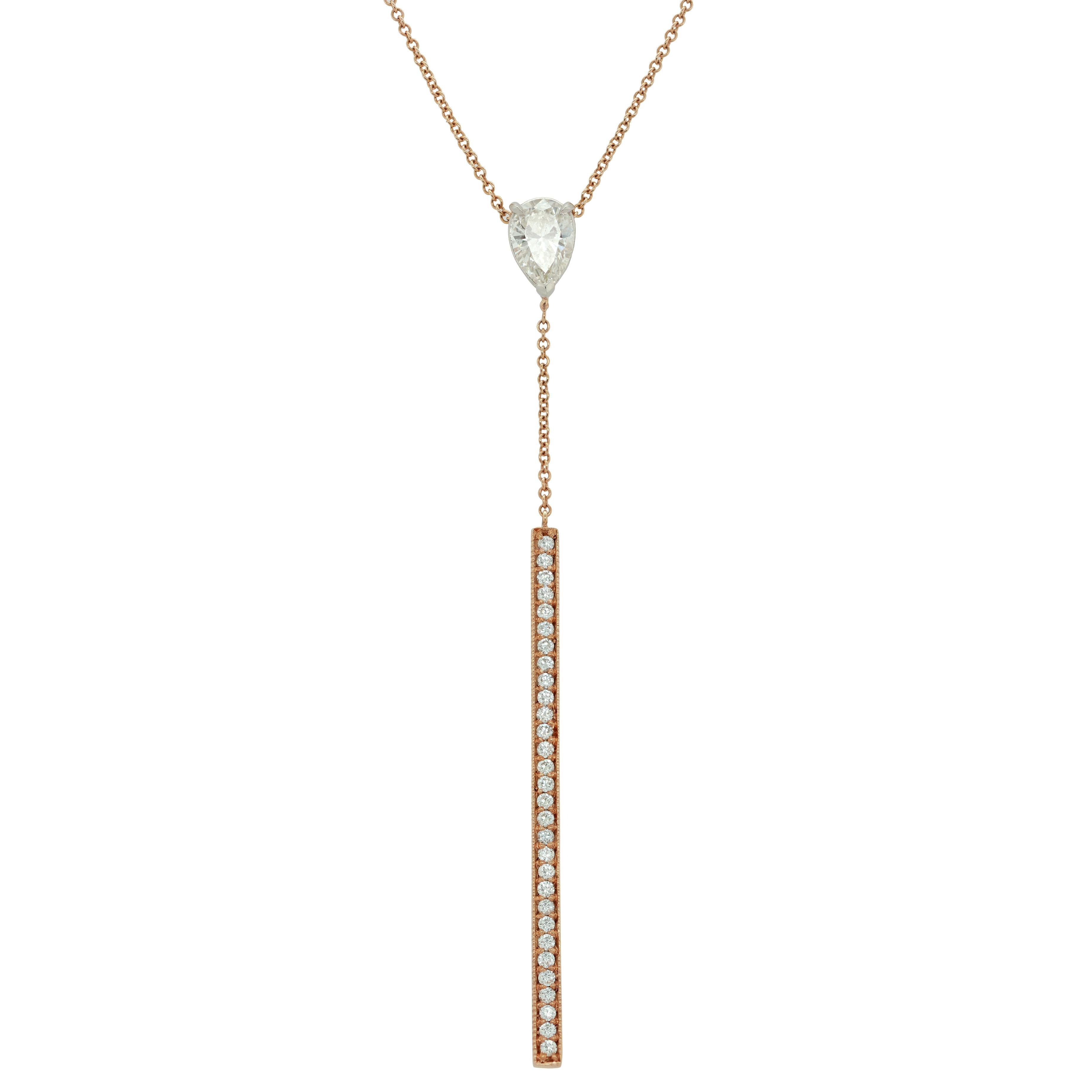 Diana M. Einzigartiges Design Diamant-Anhänger 18K Rose Gold (Tropfenschliff) im Angebot