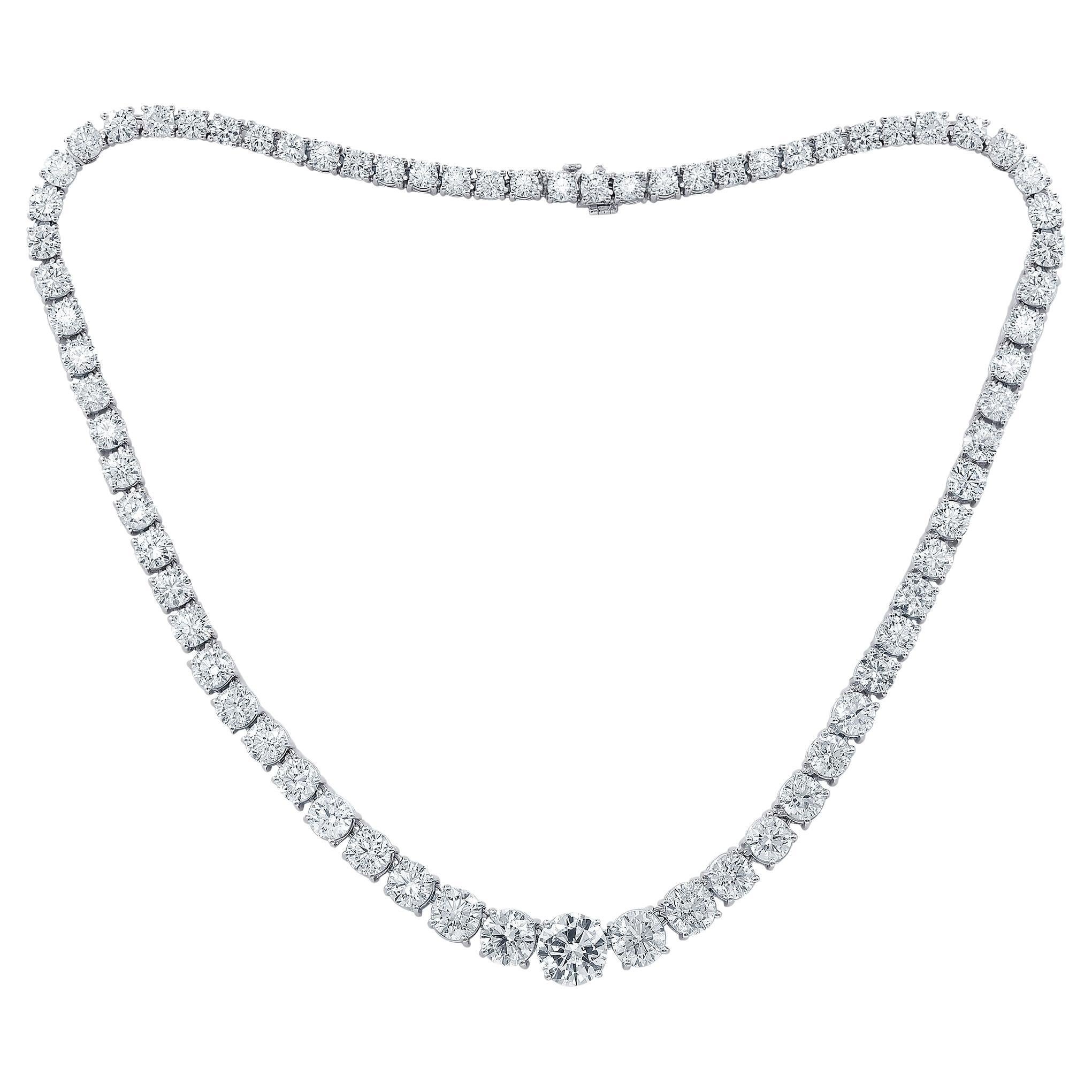 Diana M. schillernde Riviera-Halskette mit 45,49cts allen makellosen GIA-Diamanten