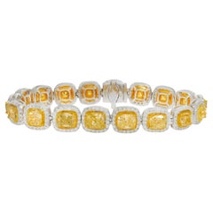 Diana M. Diamond fashion braclet featuring 21.20cts of custion cut fancy yellows