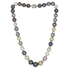 Diana M. Diamond pearl necklace adorned with 10-14 mm Tahitian south sea pearls