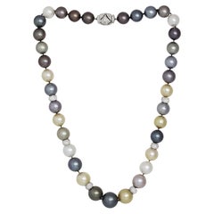 Diana M. Diamond pearl necklace adorned with 10-14 mm Tahitian south sea pearls 