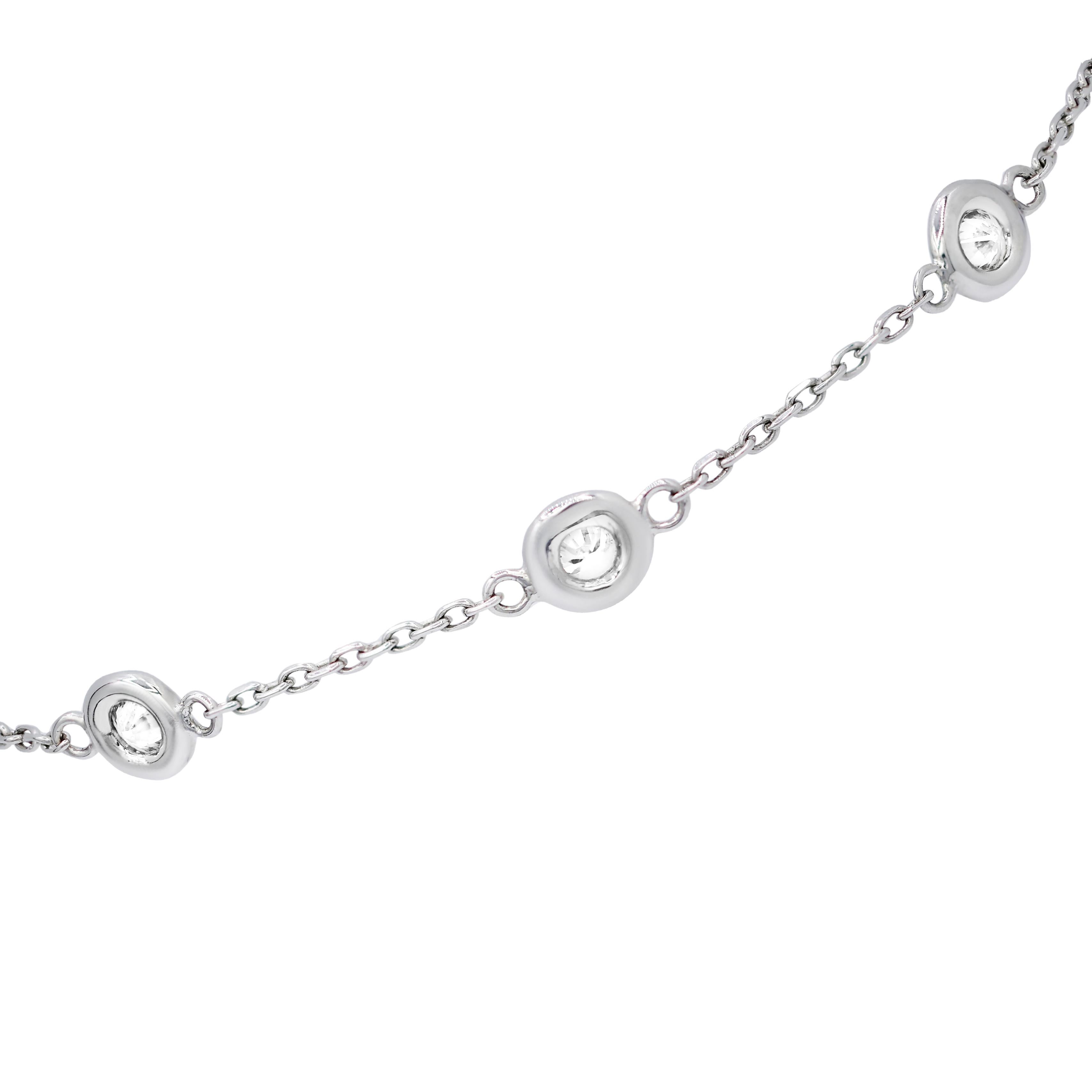 Round Cut Diana M. Diamonds by the yard bracelet totaling 0.50 carats set in 14 kt WG For Sale
