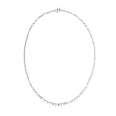 Diana M Custom 5.00 cts Graduated Tennis Necklace 16.5" 18kt White Gold