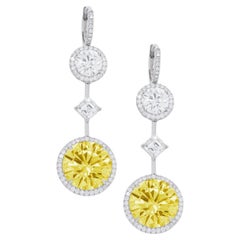 Diana M. Fancy Intense Yellow Diamonds 21.57ct Rounds VS GIA Natural Platinum 