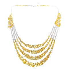 Diana M. Ausgefallene gelbe Diamant-Halskette mit 49,73 Karat Diamant-Kaskaden 