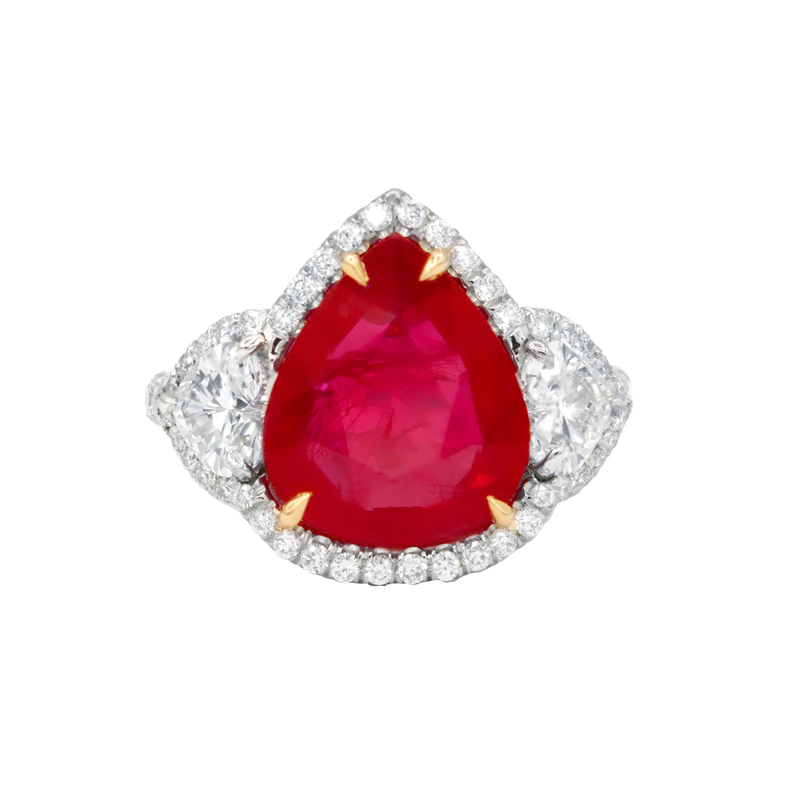 Pear Cut Diana M. Fine Jewelry 18k 2.70 Ct. Tw. Diamond & Ruby Ring For Sale