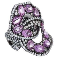Diana M. Fine Jewelry 18k 7.00 Ct Tw Diamond & Sapphire Ring