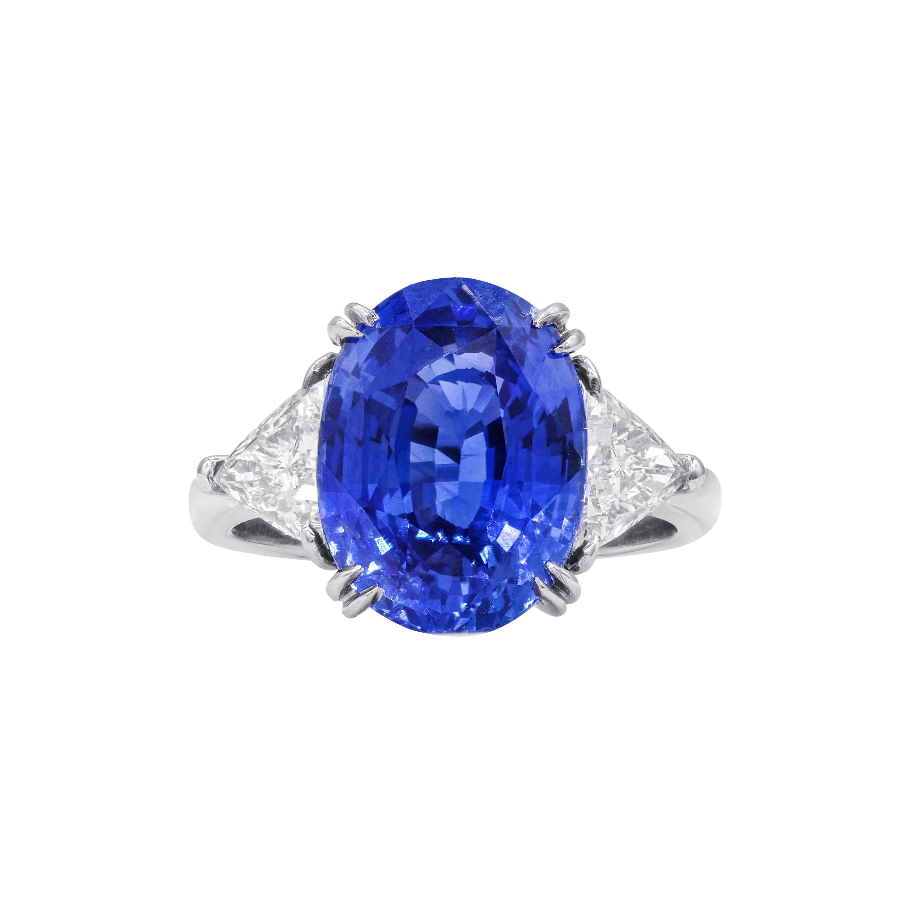 Diana M. Fine Jewelry, Ring aus Platin mit 8,52 Karat Tw Diamant und Saphir