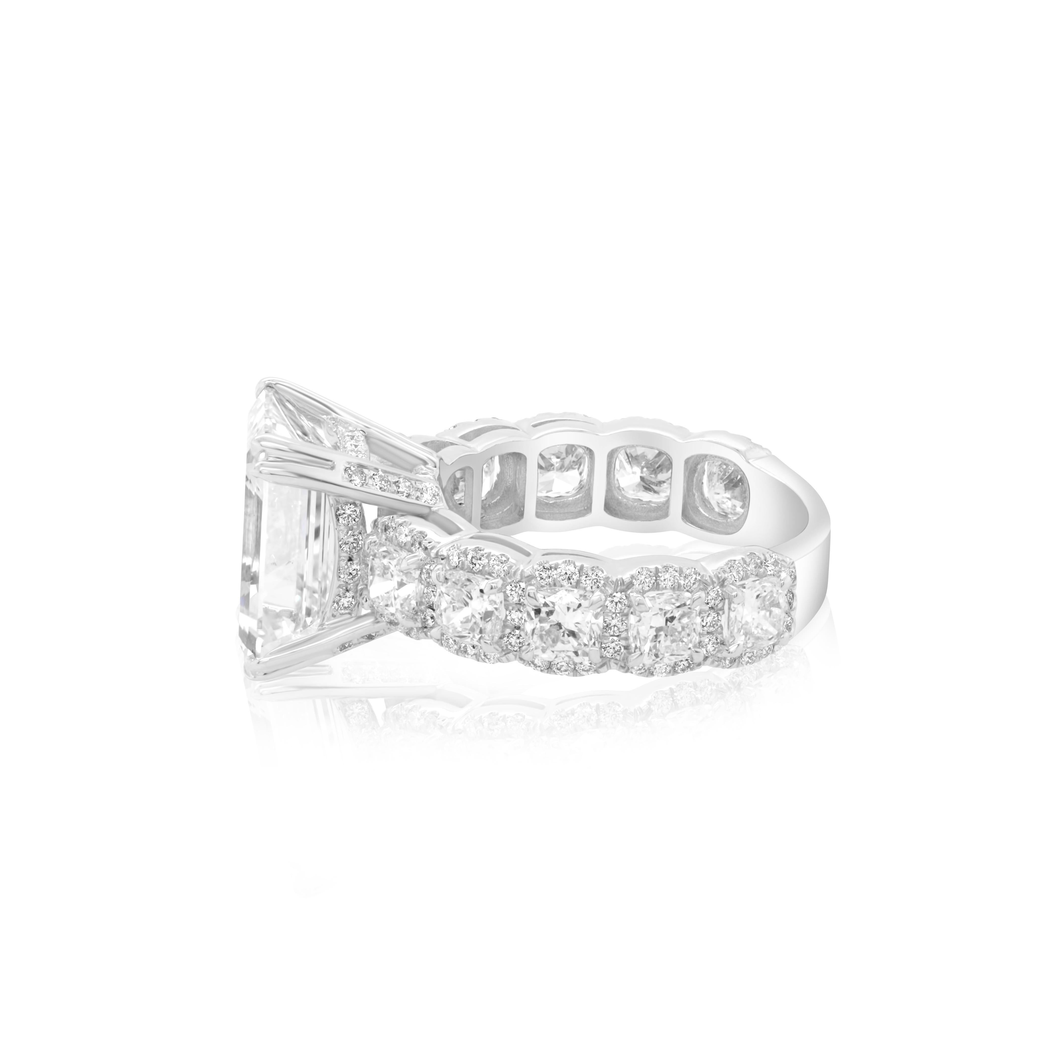 Modern Diana M. GIA 5.04ct Emerald Cut Engagment Ring With 3.00ct Of Side Diamonds  For Sale