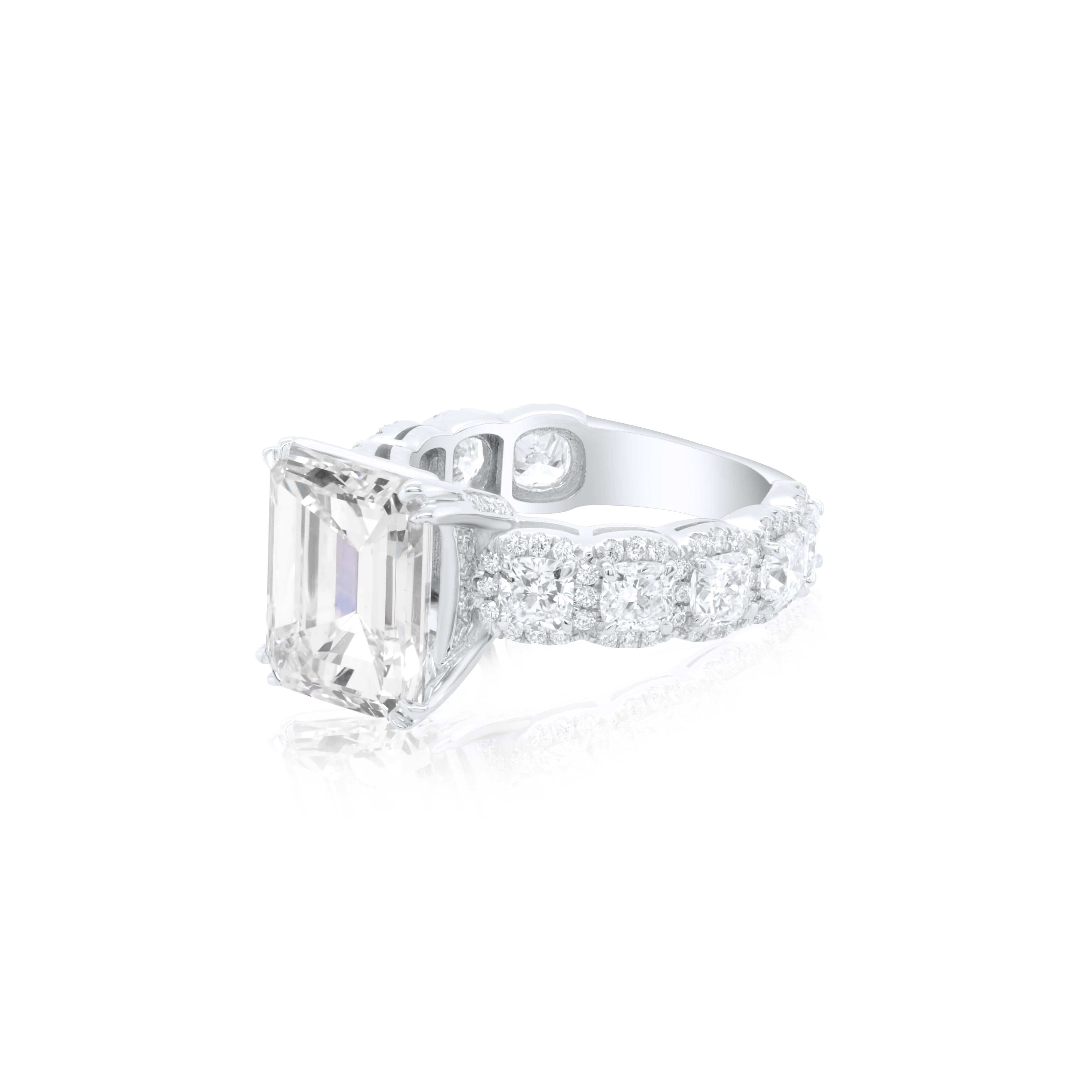 Women's or Men's Diana M. GIA 5.04ct Emerald Cut Engagment Ring With 3.00ct Of Side Diamonds  For Sale