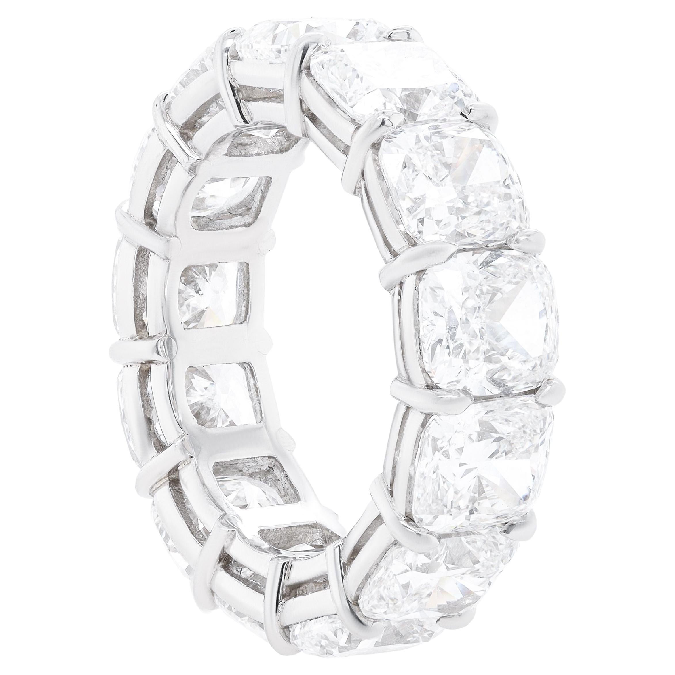 Diana M. GIA Certified 13.27 Carat Cushion Cut Diamond Eternity Band