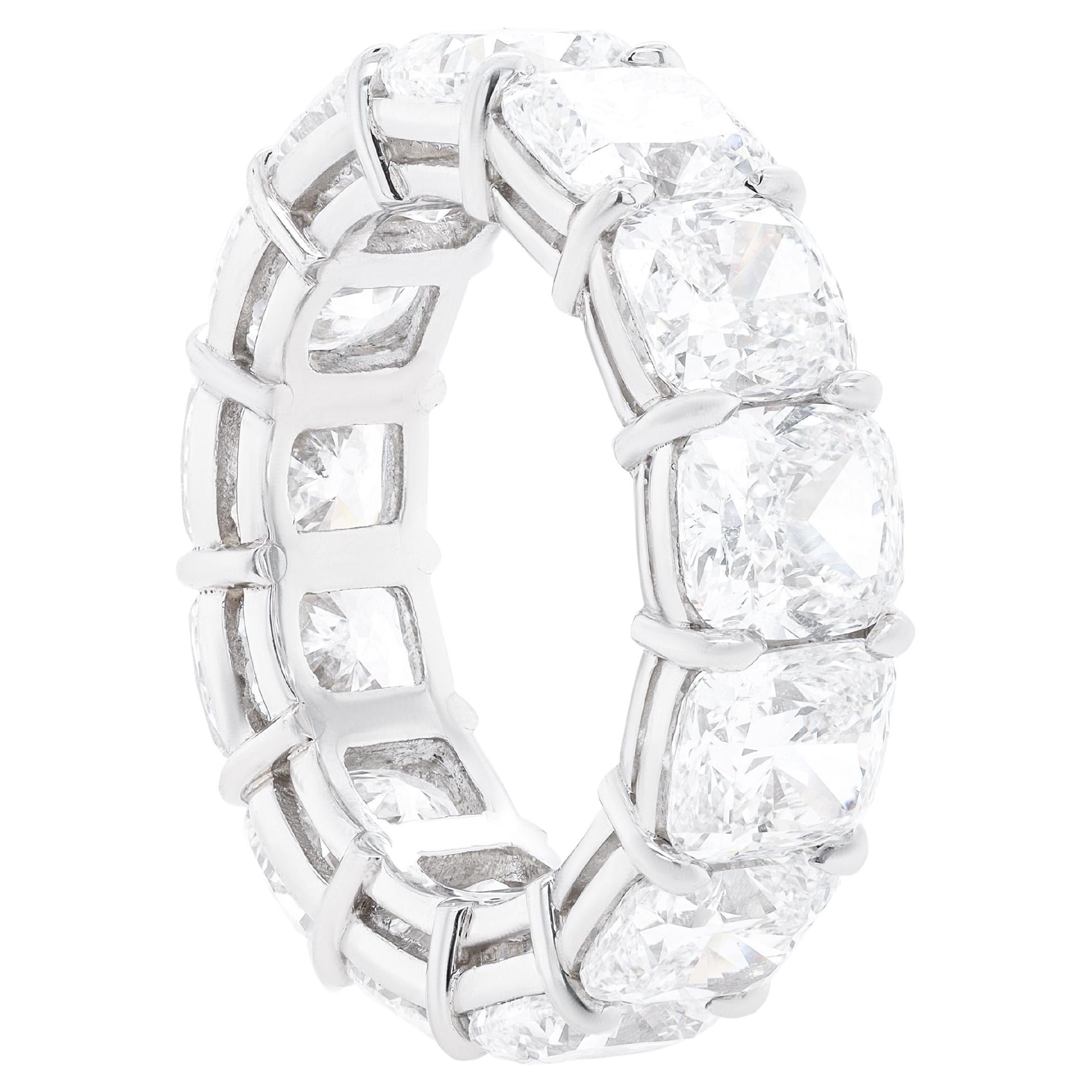 Diana M. GIA certified 13.27 Carat Cushion Cut Diamond Eternity Band  For Sale