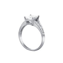 Diana M GIA Certified 2.00 CTTW Emerald Cut Diamond Double Shank Platinum Ring