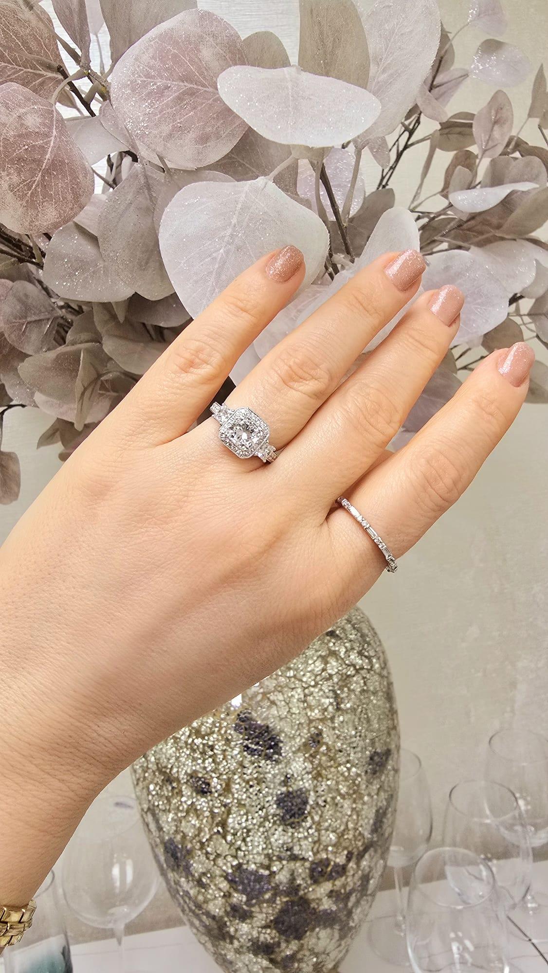 Diana M GIA Certified 2.42 Ct Diamond Halo Filigree Engagement Ring For Sale 1