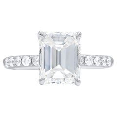 Diana M GIA Certified 3.01Ct Center Diamond, 0.56Ct Side Diamond Engagement Ring