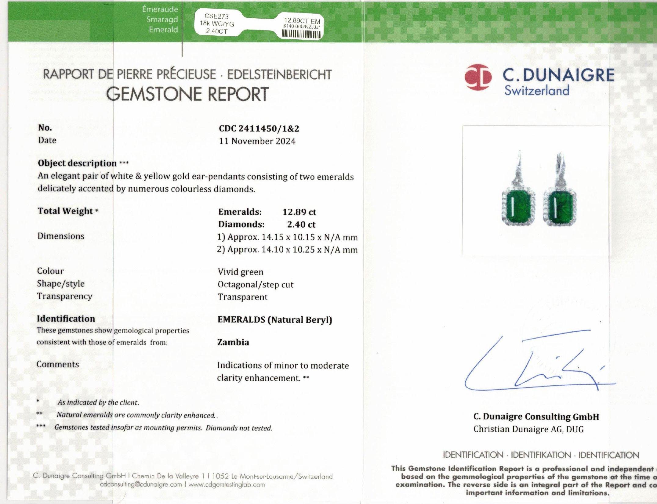 Women's Diana M. GIA Certified 8.35 Carat Zambian Emerald Earrings For Sale