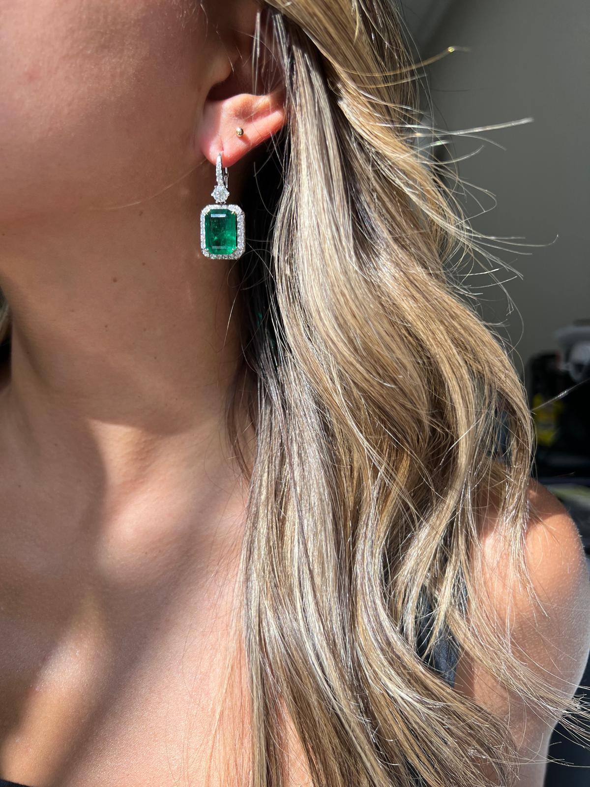 Diana M. GIA Certified 8.35 Carat Zambian Emerald Earrings In New Condition For Sale In New York, NY