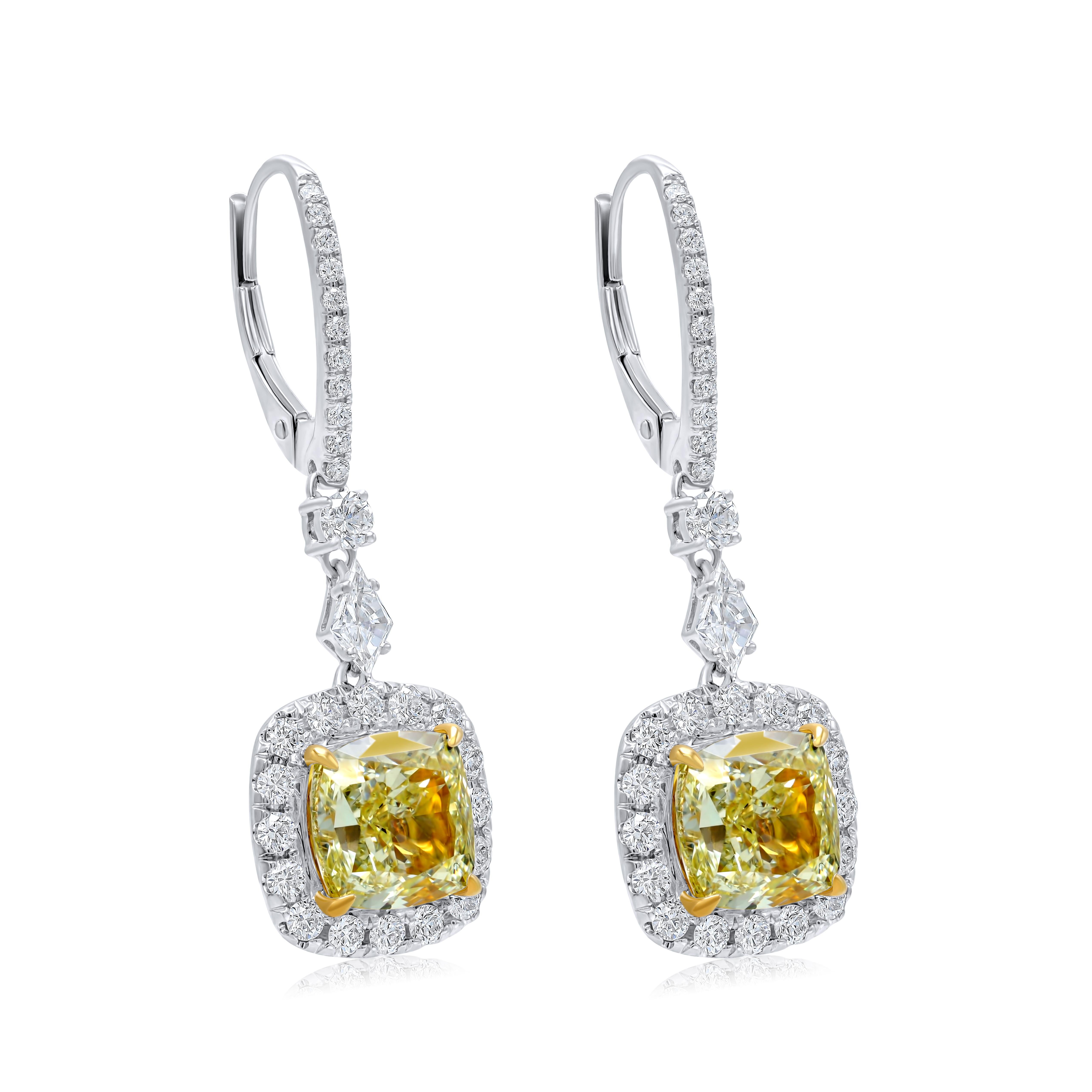 Modern Diana M. GIA Certified Diamond Halo Earrings 6.47cts , FLY , VVS2 For Sale