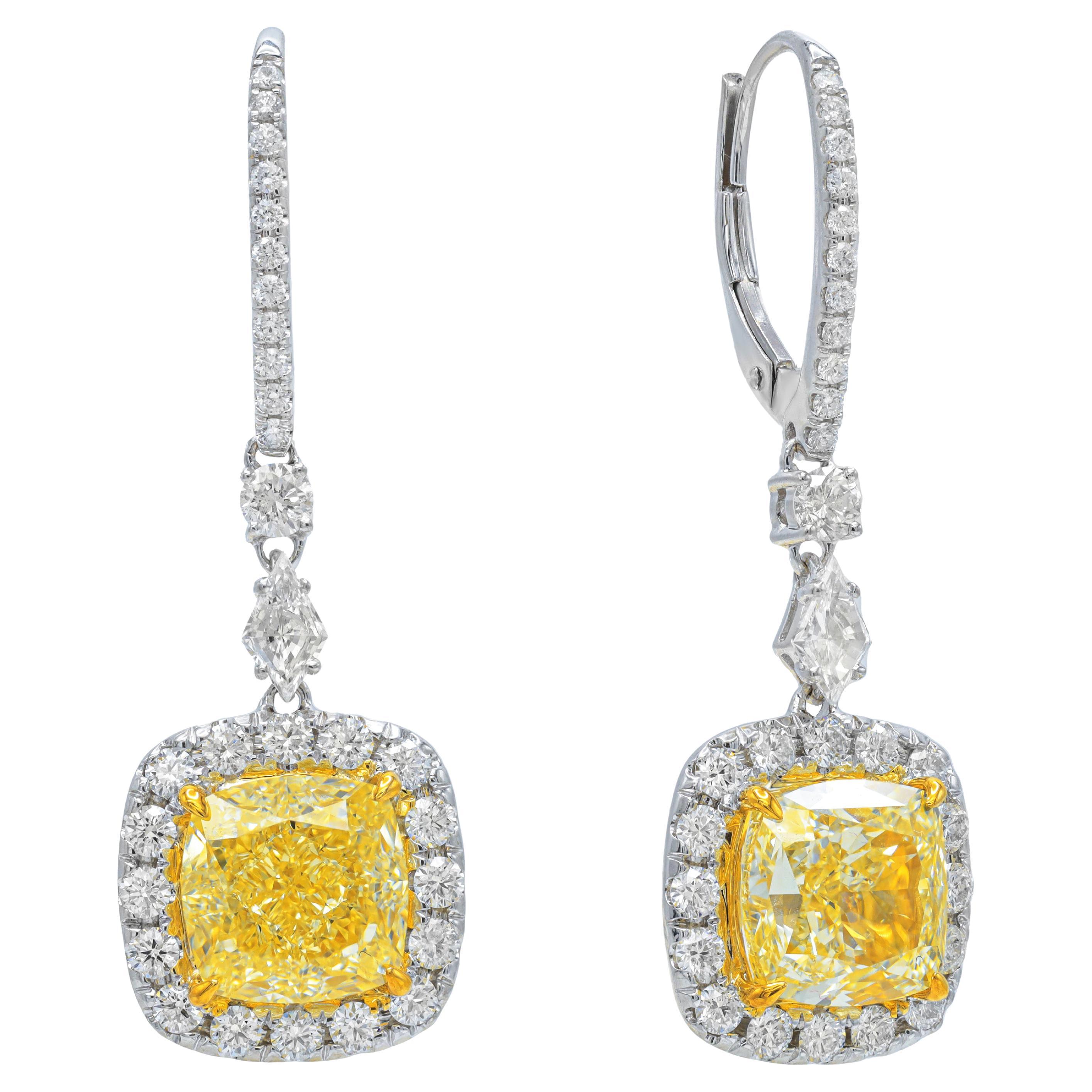 Diana M. Boucles d'oreilles halo de diamants certifiés GIA 6,47 carats, FLY, VVS2