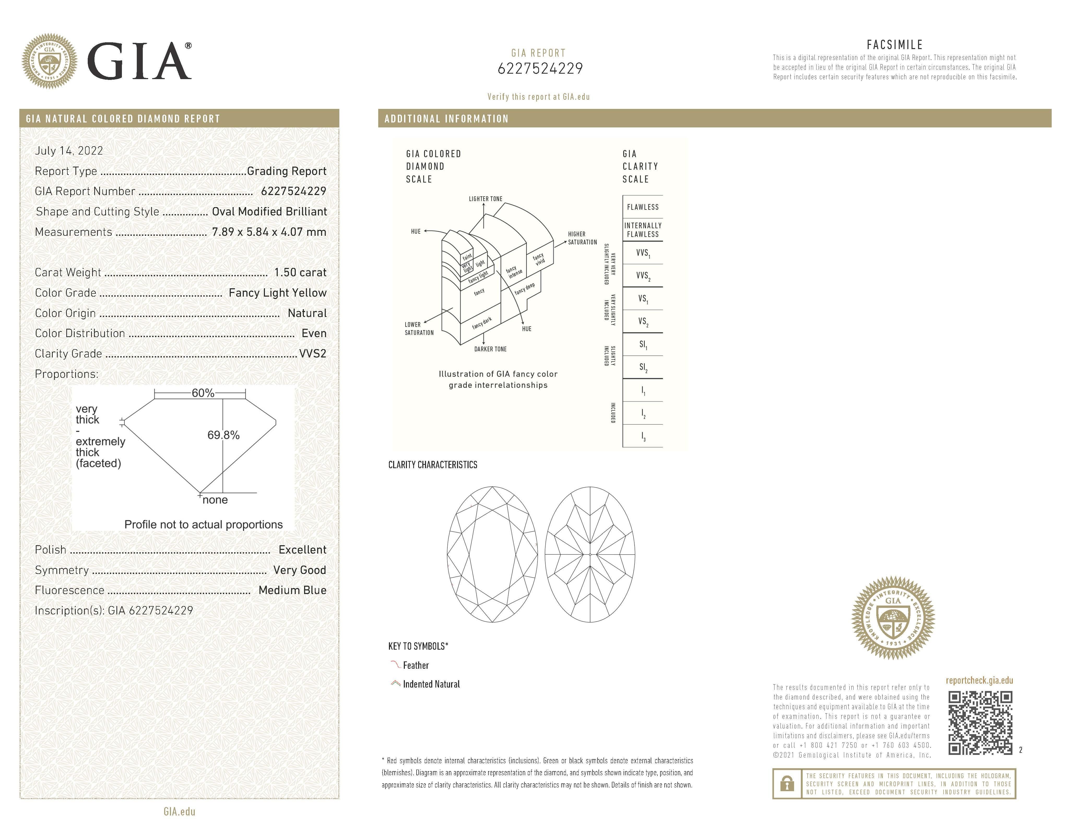 Diana M. GIA  Ovale Fancy Hellgelbe Diamant-Ohrringe 3,00 Karat mit daumenförmigem Halo im Zustand „Neu“ im Angebot in New York, NY