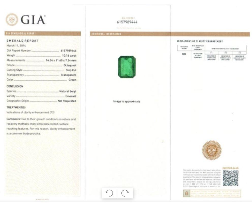 Diana M. Orecchini con diamante e smeraldo verde in oro bianco 18 carati in vendita 1
