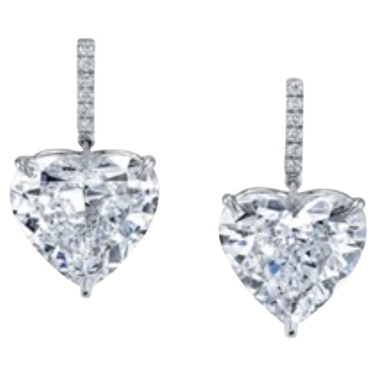 Diana M.  Hear Shape 10.30 CT. Diamond Earrings. 18K White Gold