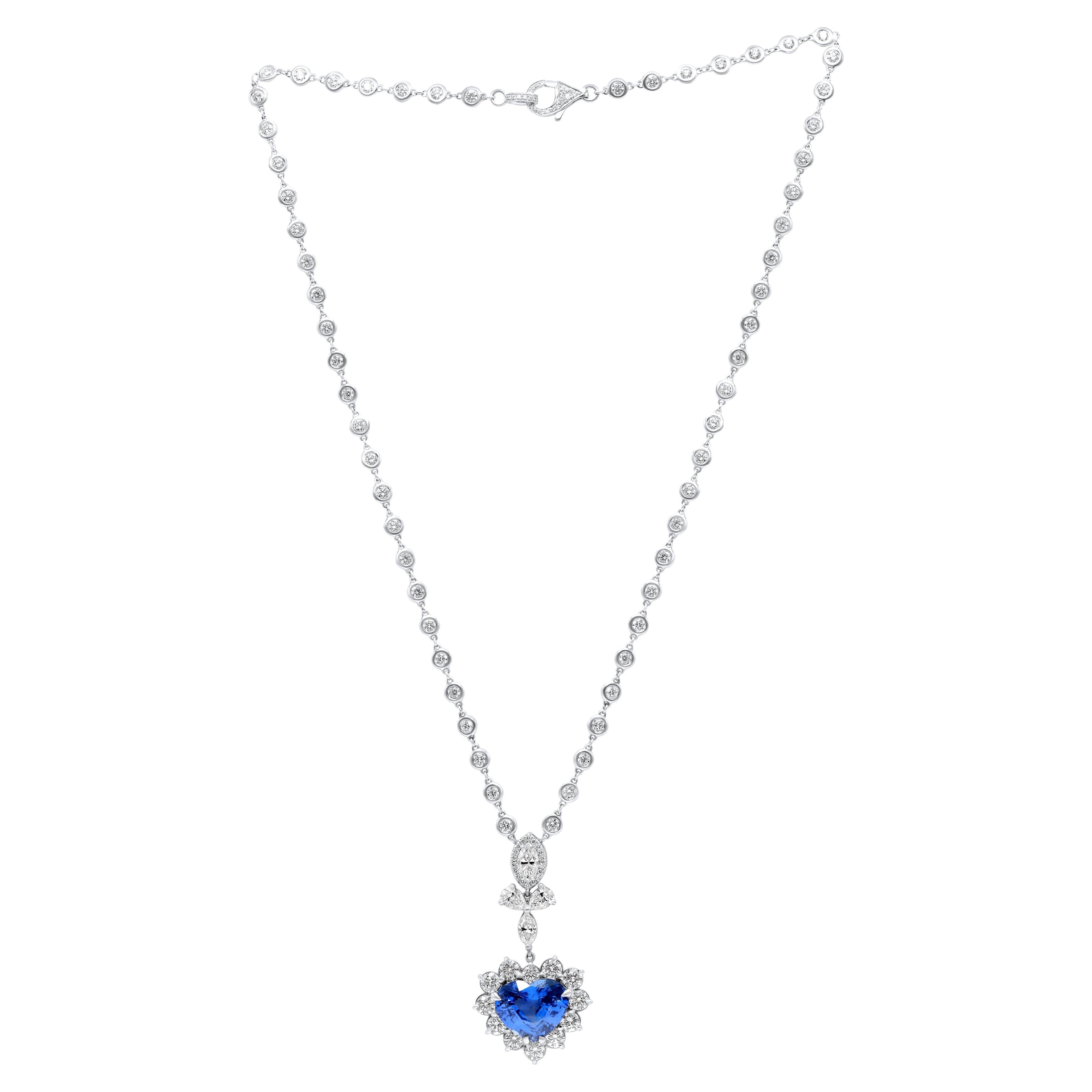 Diana M. Heart Shape Ceylon Blue Sapphire 8.18cts Heart Shape  For Sale