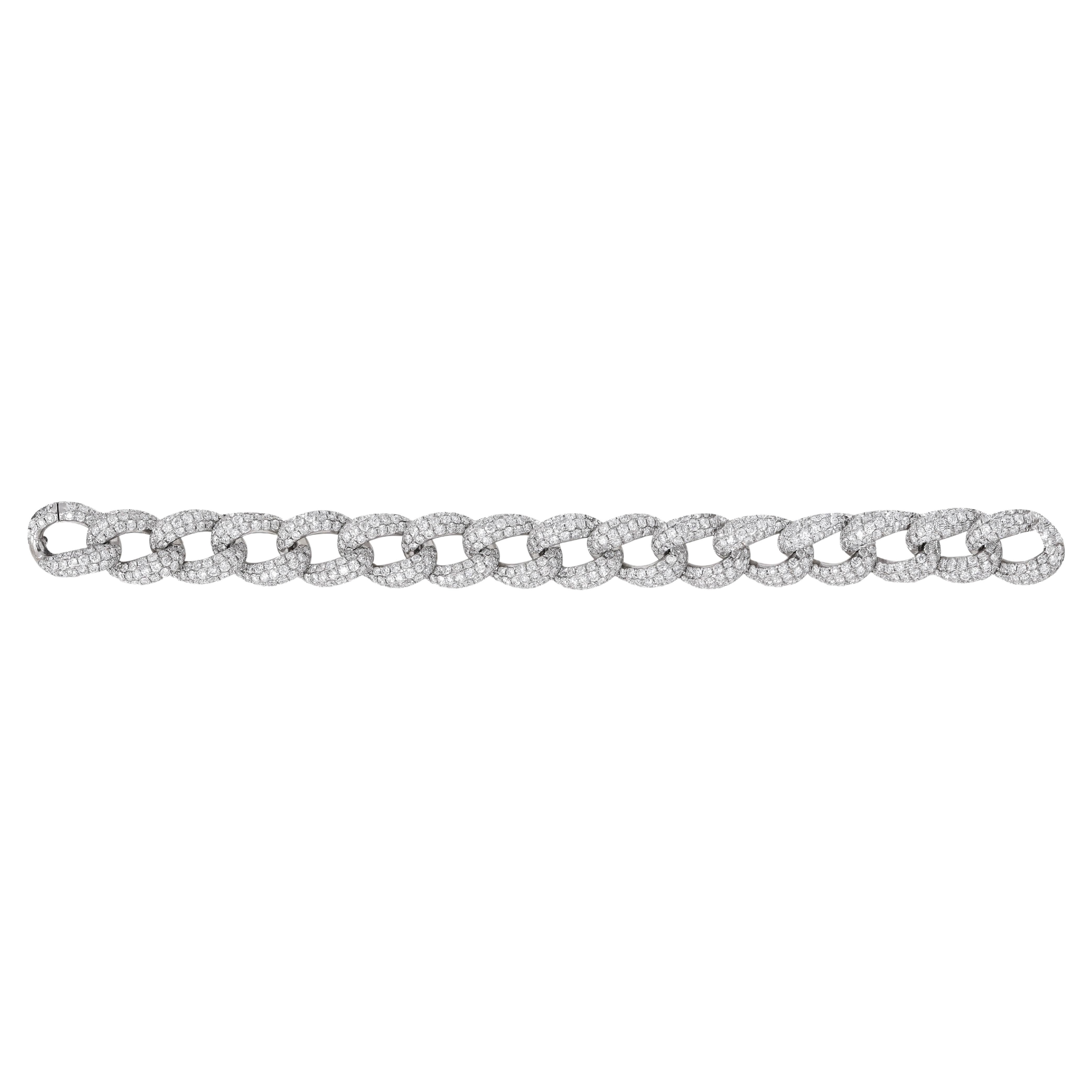Diana M. Jewels 18kt white gold pave linked bracelet containing 18.78 cts  For Sale