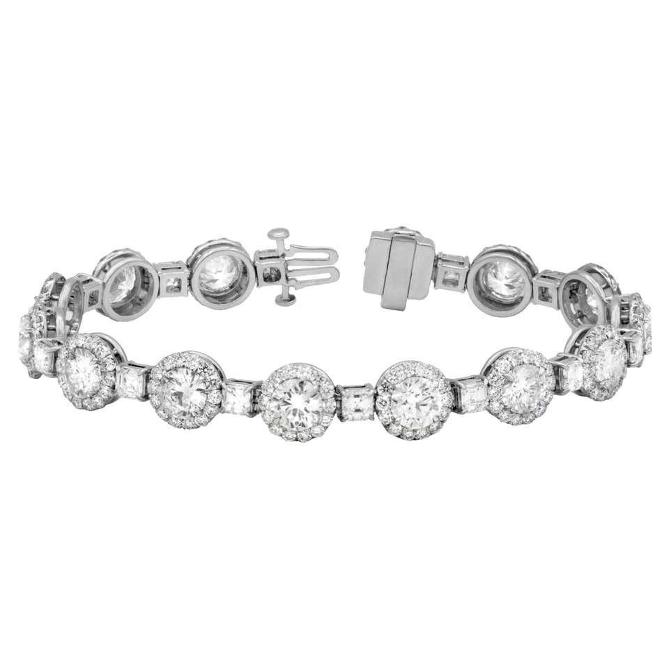 Magnificent Cartier Diamond Platinum Tennis Bracelet For Sale at ...
