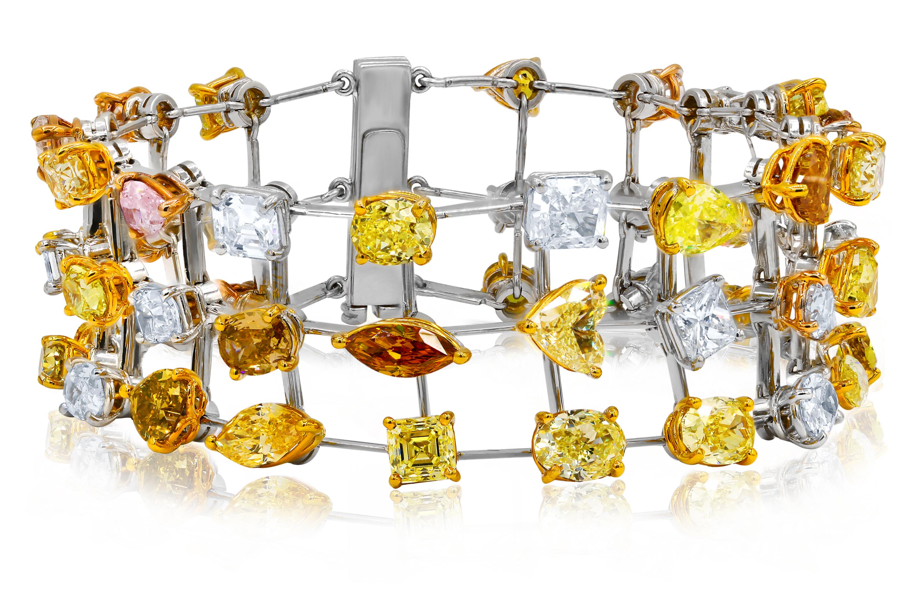 Diana M. Mehrfarbige und mehrfarbige 38,00 Karat Diamanten für Damen oder Herren im Angebot
