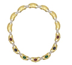 Diana M.  Multicolor 18.50 Cts. Cabochon Necklace 18K Yellow Gold