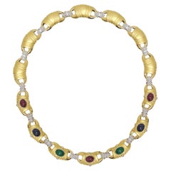 Diana M.  Multicolor 18,50 Karat. Halskette mit Cabochon aus 18 Karat Gelbgold