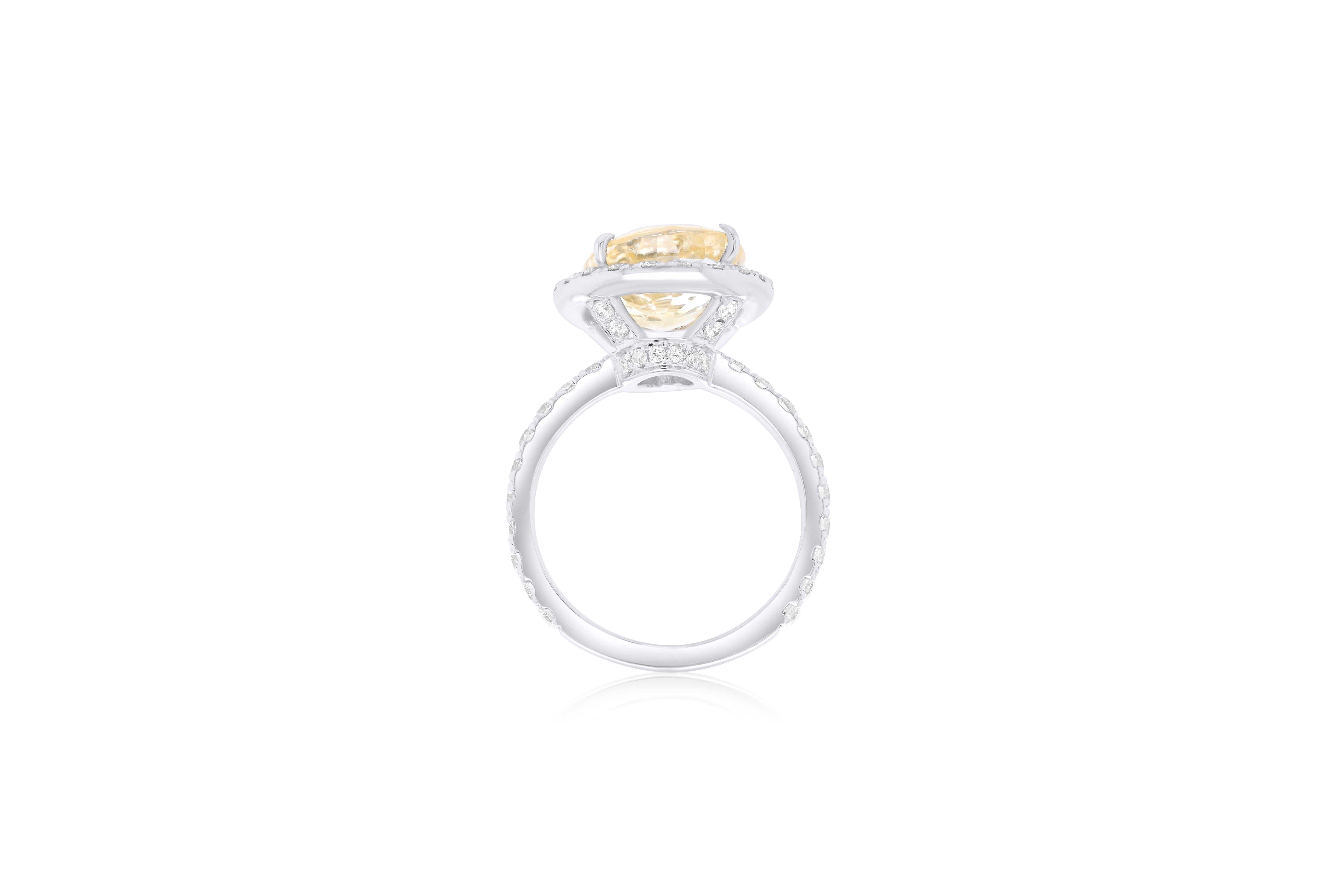 Oval Cut Diana M. Natural No Heat 7.57 ct. Sapphire and Diamond Halo Ring For Sale