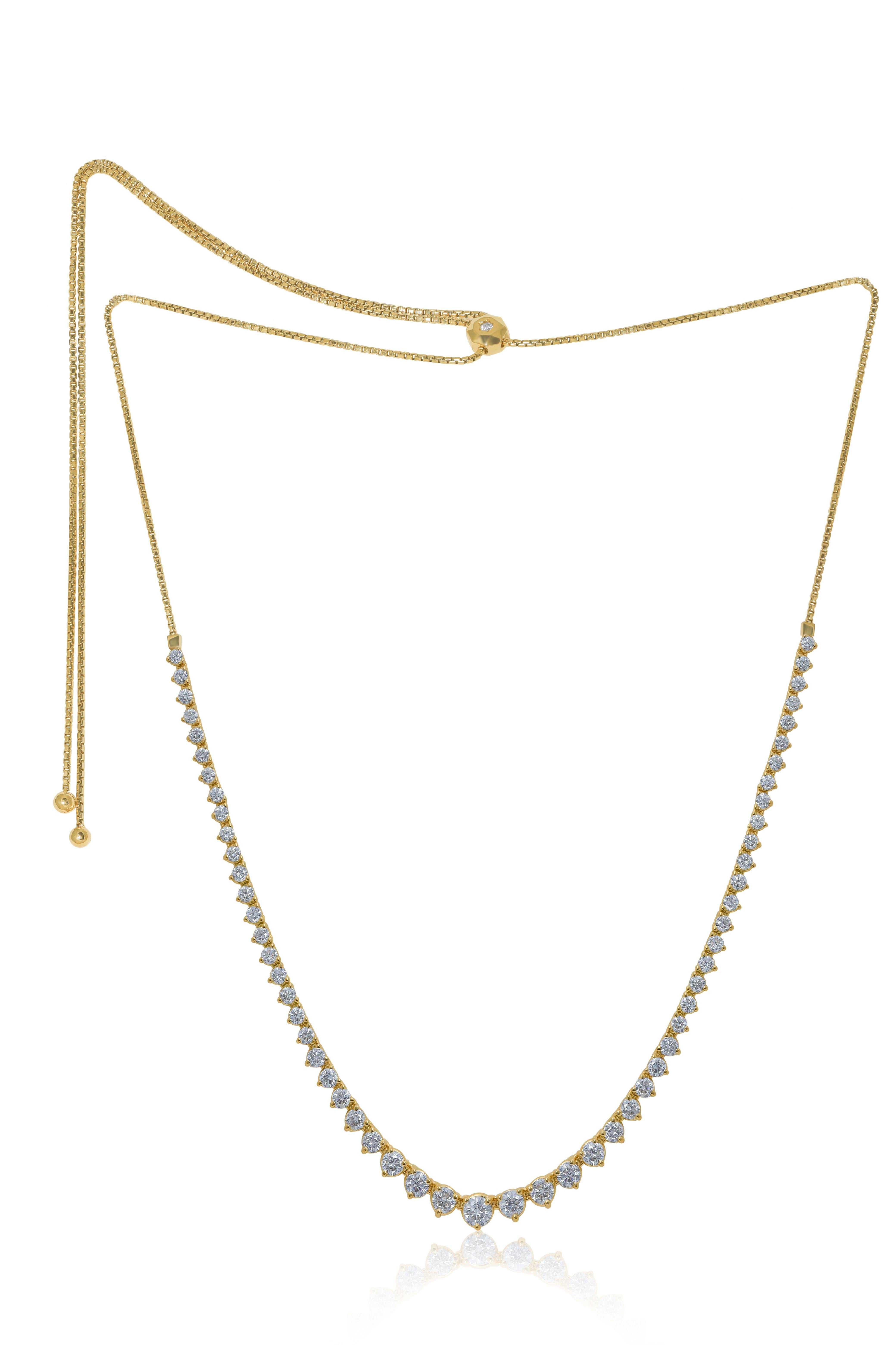 Modern DIana M. Necklaces 14k YG with 3.50cts of diamonds bolo deasigh  For Sale