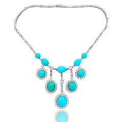 Diana M. One of a Kind Turquoise and Diamond Necklace