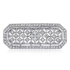 Diana M. Alfiler/broche de diamantes calado de oro blanco de 14 kt adornado con 1,60 cts