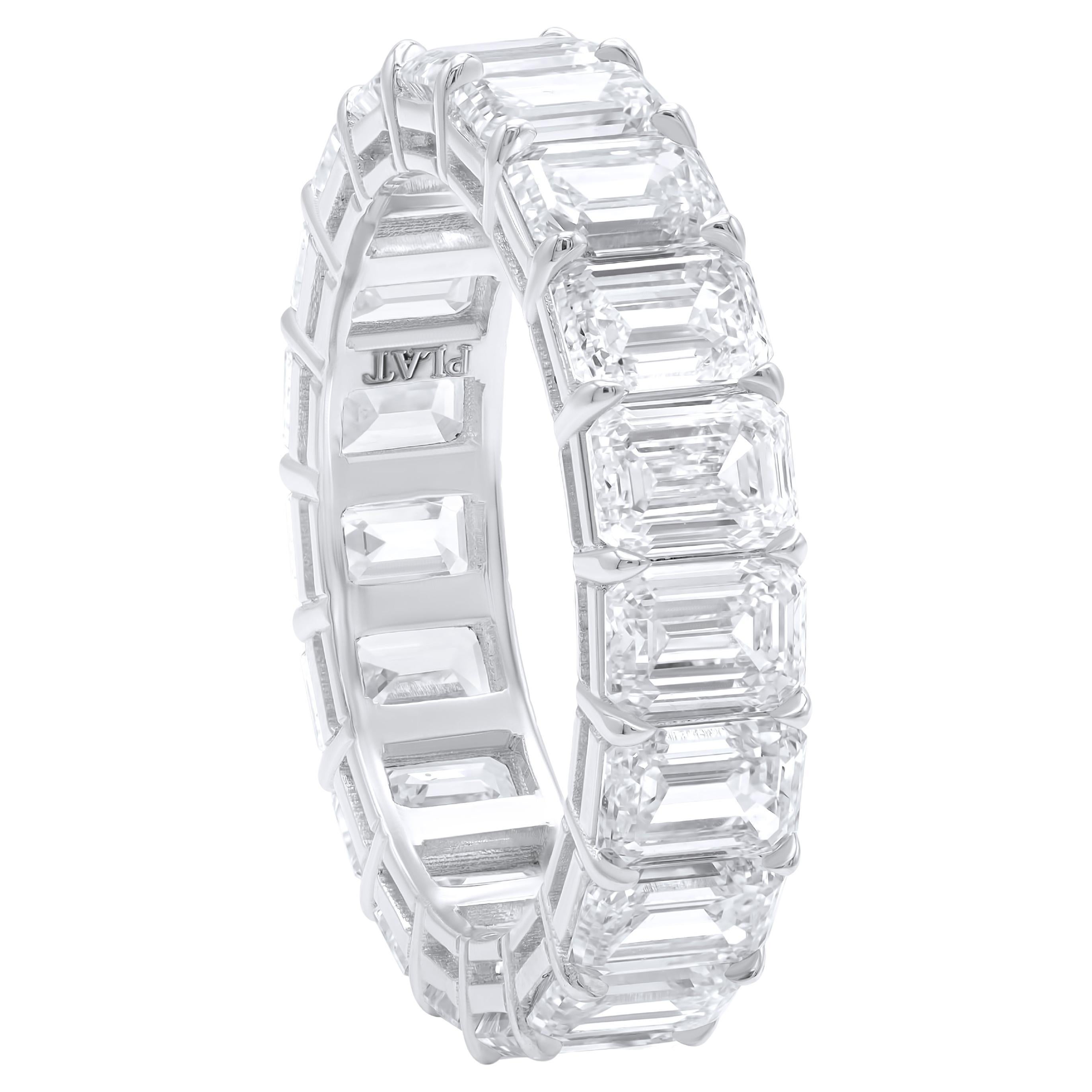 Diana M Platino Certificado GIA Diamante talla esmeralda 11,26 ct Anillo de la eternidad