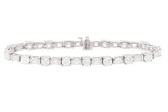 Diana M. Platinum 13.30 ct Round and Emerald Cut Diamond Tennis Bracelet