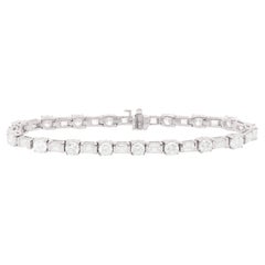 Diana M. Platinum 13.30 ct Round and Emerald Cut Diamond Tennis Bracelet