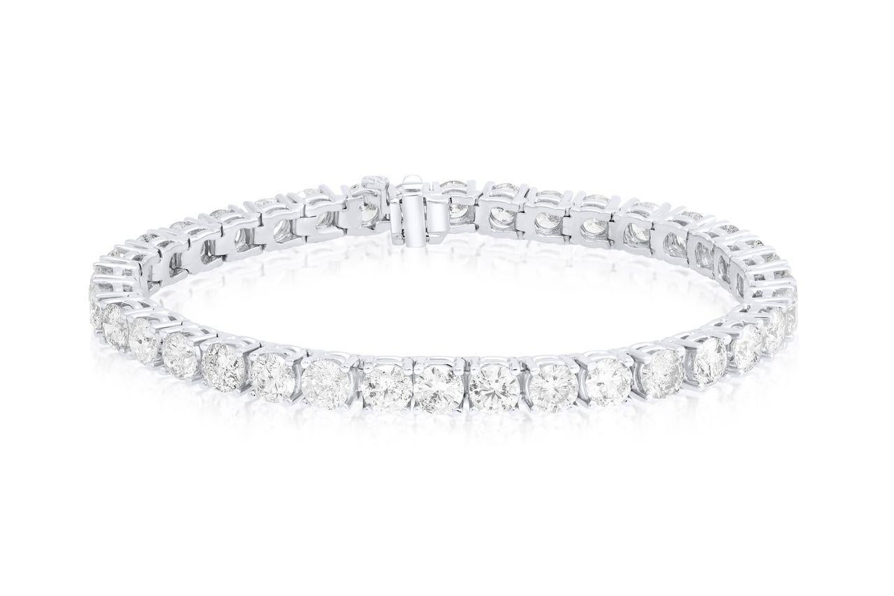 Diana M. Platin 14.00 CT. Diamant-Tennisarmband (Rundschliff) im Angebot