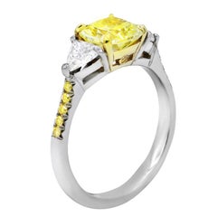 Diana M. Platinum  1.42 ct radiant cut yellow diamond (FY VS2) engagement ring