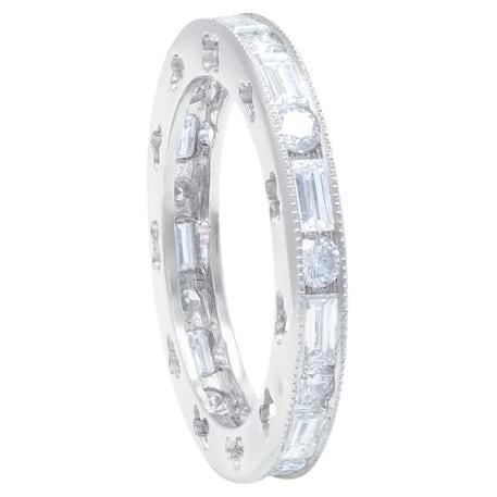 Diana M Platino 2.30 Ct Diamante Redondo y Baguette Eternidad Filigrana Anillo