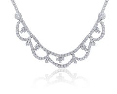 Diana M Platinum 26.80cts Round Diamond Flower Necklace