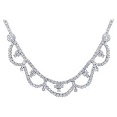 Diana M Platinum 26.80cts Round Diamond Flower Necklace