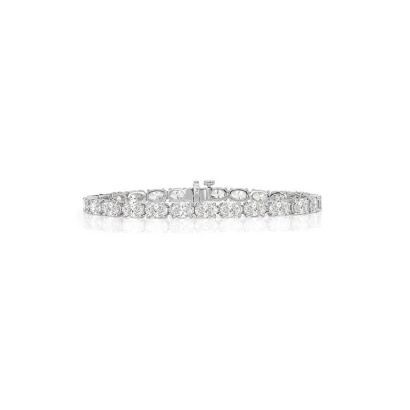 Diana M. Pulsera de tenis de 4 puntas de diamantes en platino 14,31 ct de óvalos Moderno en venta