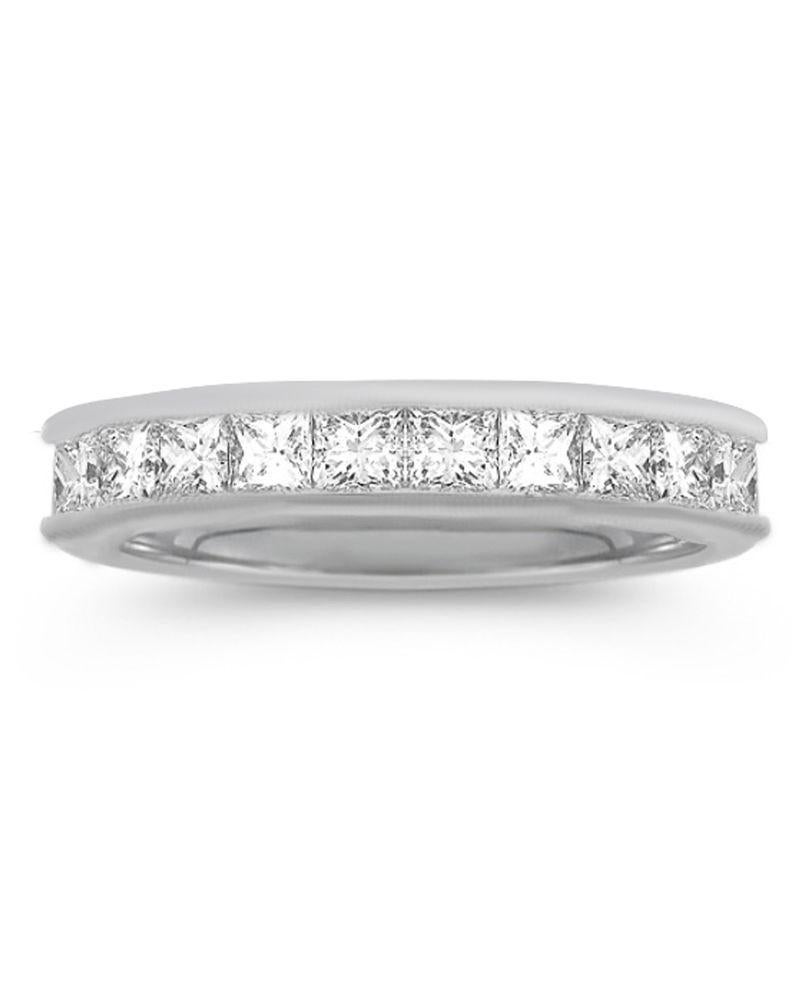 Women's or Men's Diana M Platinum 4.93 Ct Princess Cut Diamond Eternity Wedding Band For Sale