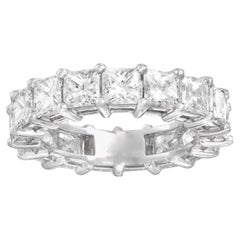 Diana M Platinum 5.70 Carat Princess Cut Diamond Eternity Wedding Band Ring